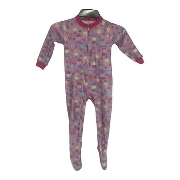 Gerber 3T Cupcake Print Footed Pajamas 100% Polyester Purple & Pink - Picture 1 of 5